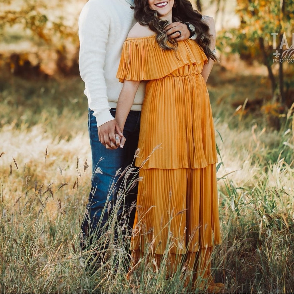 Baltic Born Mustard Off-Shoulder Maxi Dress